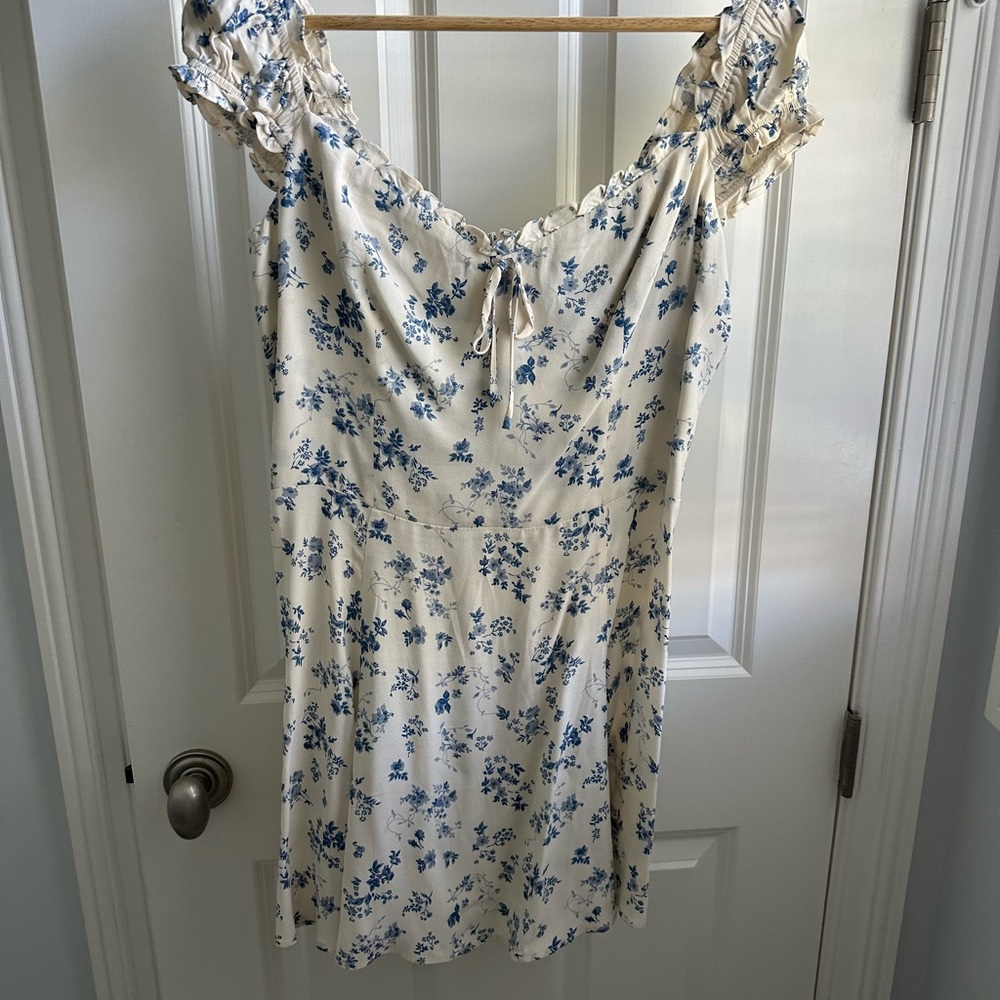 Reformation Blue and White Flower Dress